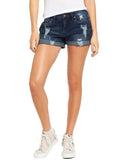 Luyeess Women's Mid Rise Ripped Denim Shorts Stretchy Folded Hem Short Jeans