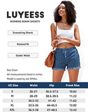 Luyeess Women Casual Drawstring Elastic Waist Denim Shorts Raw Hem Pocketed Jean