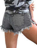 Luyeess Women's Mid Rise Frayed Jean Shorts Distressed Raw Hem Denim Shorts