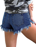 Luyeess Women's Mid Rise Frayed Jean Shorts Distressed Raw Hem Denim Shorts