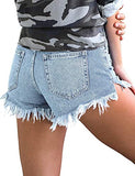 Luyeess Women's Mid Rise Frayed Jean Shorts Distressed Raw Hem Denim Shorts