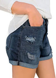 Luyeess Women's Mid Rise Ripped Denim Shorts Stretchy Folded Hem Short Jeans